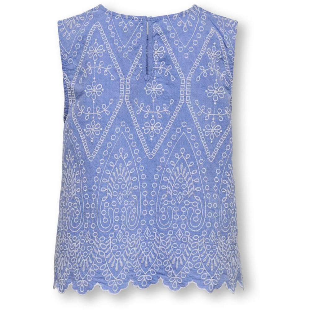 Køb kids ONLY Blue Bonnet Bright White Emb Kogtulum Emb Sl Top Wvn