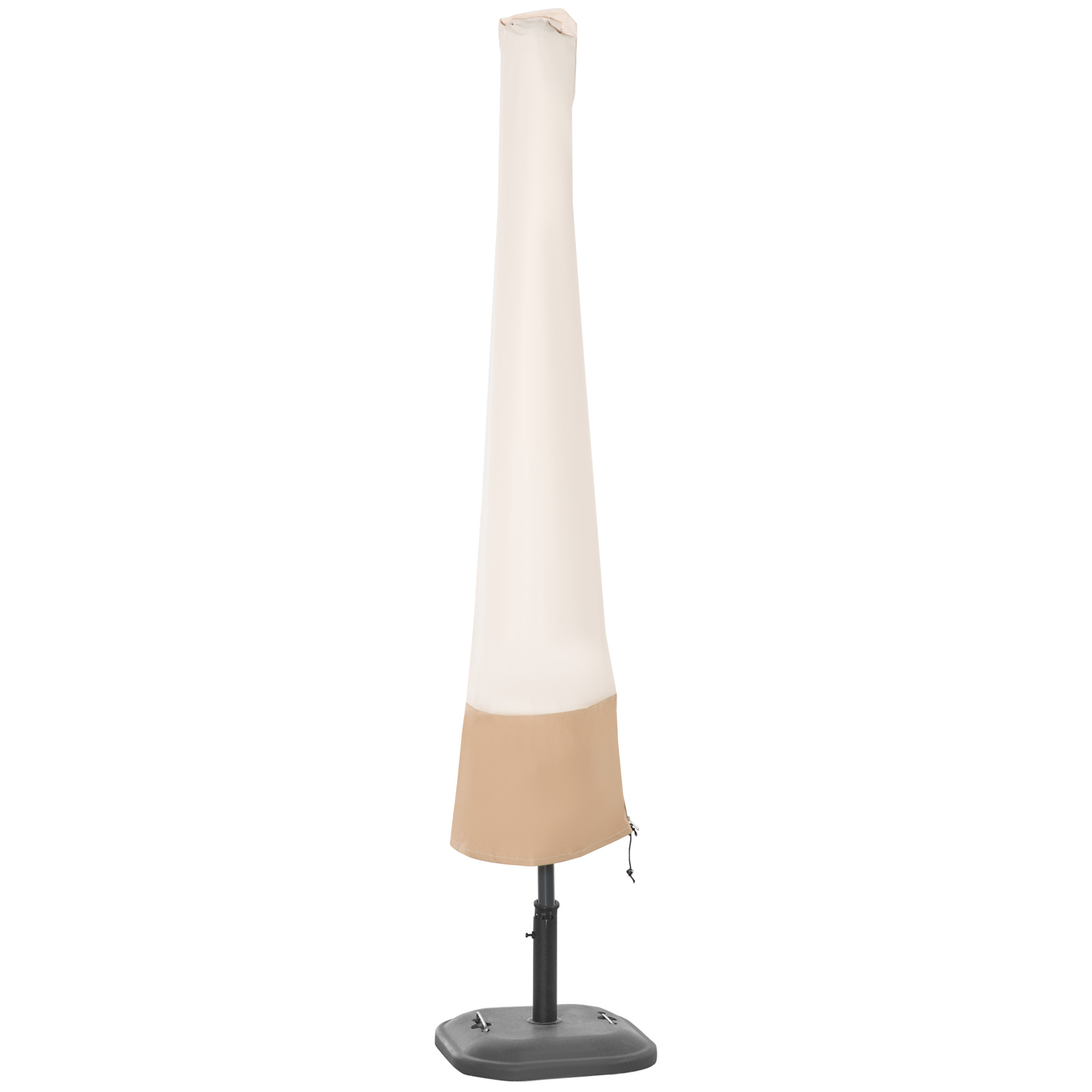 Capa impermeável para guarda-sol de jardim Outsunny, tecido Oxford 600D, Ø60x190 cm, capa protetora para guarda-sol com elástico e zíper para pátio, terraço e uso externo, bege.