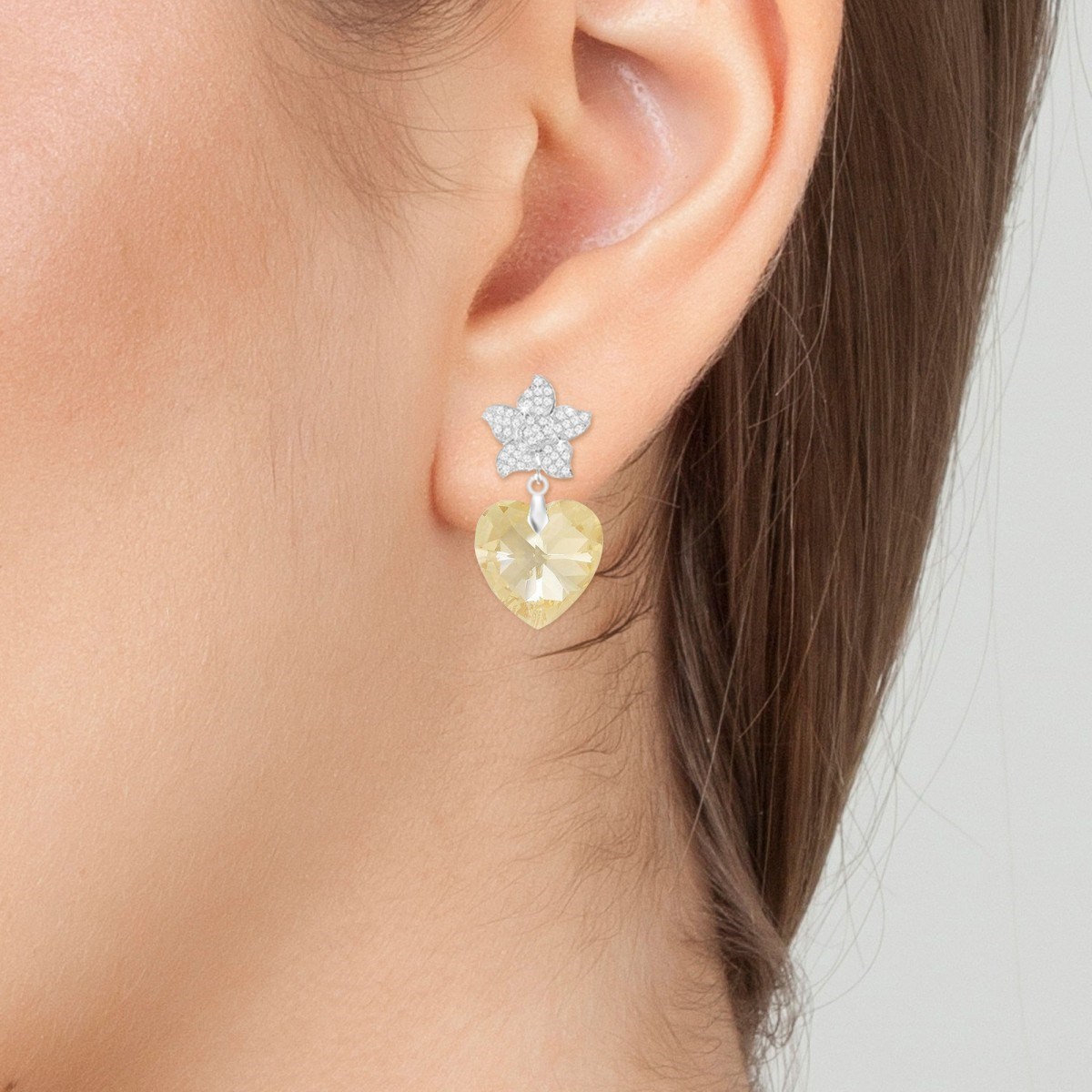Boucles d'oreilles coeur SC Crystal ornées de Cristaux scintillants