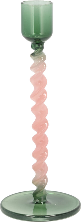 Villa Collection Lysestage Styles 7,4 x 16,3 cm Grøn/Rosa Glas Grøn/rosa