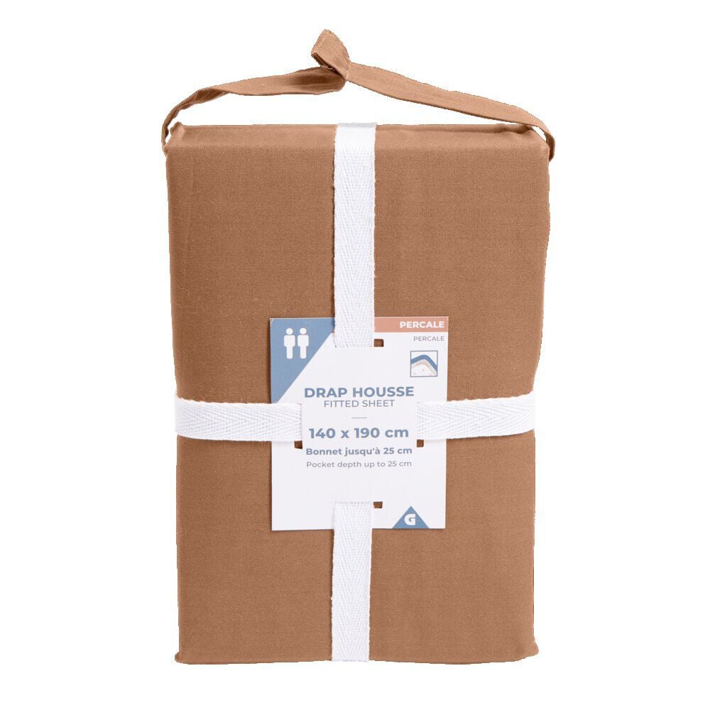 Drap housse 140x190cm 100% coton percale rouge
