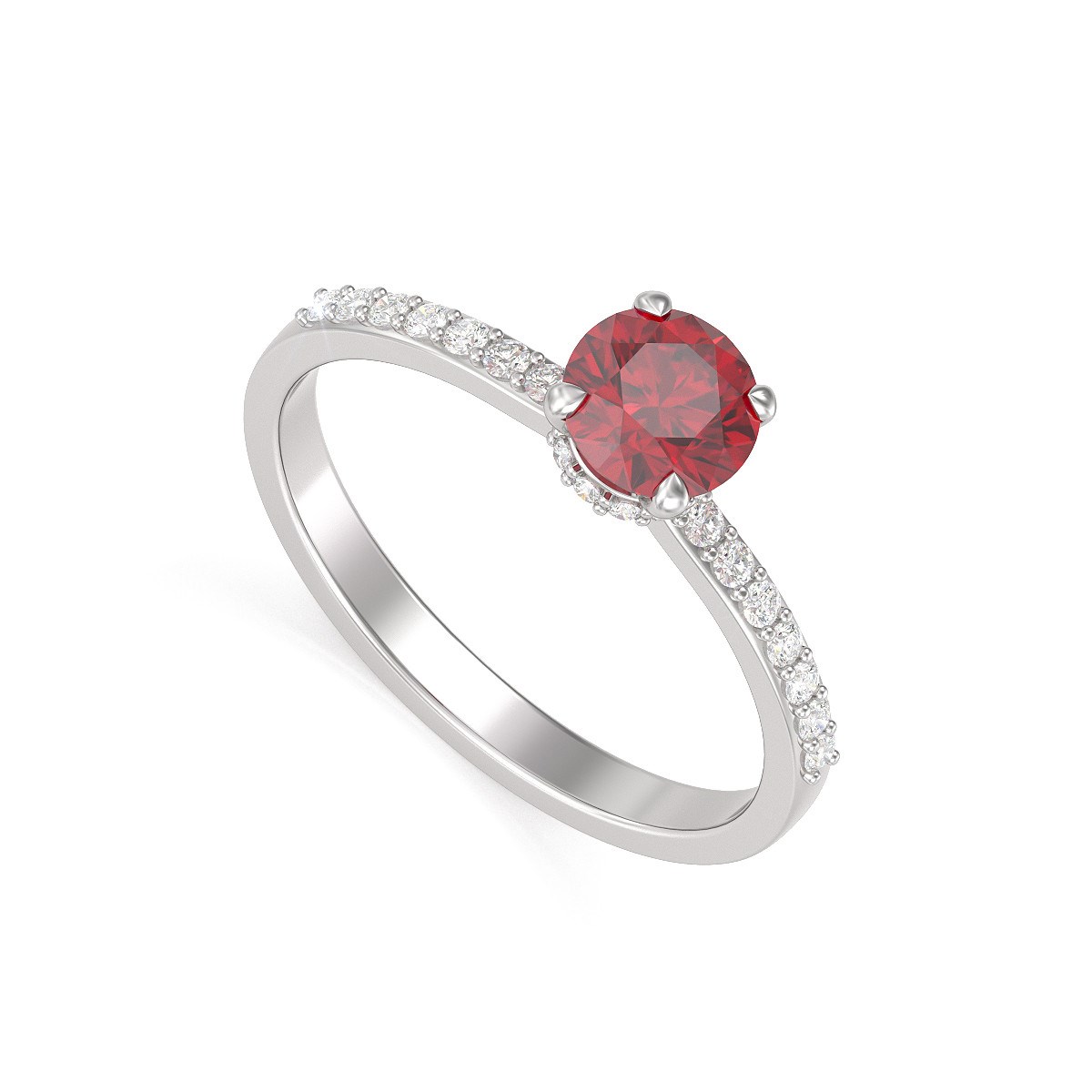 Bague Rubis et diamants sur Argent 925 2.4grs