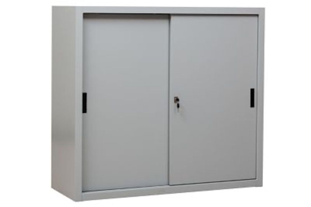 PROREGAL Schuifdeurkast Ant 3 Planken Hoogtes HxBxD 109 x 120 x 45 cm Grijs