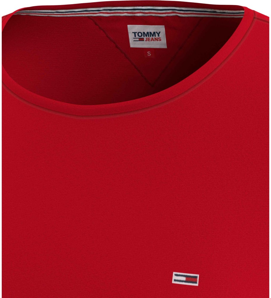 Camiseta Tommy Jeans Soft Crew Neck, vermelha