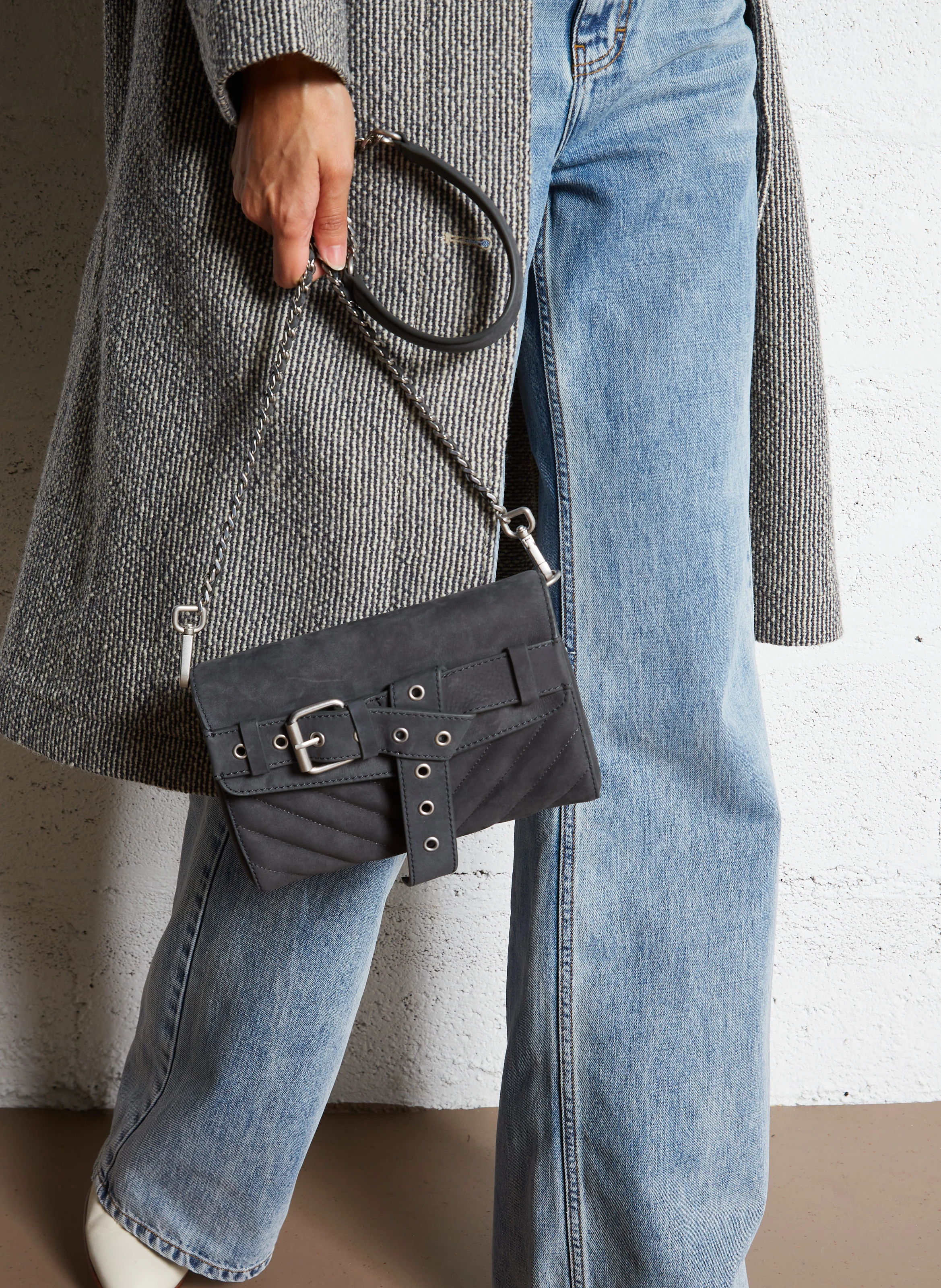 1440 - Sac bandoulière en cuir| Gris