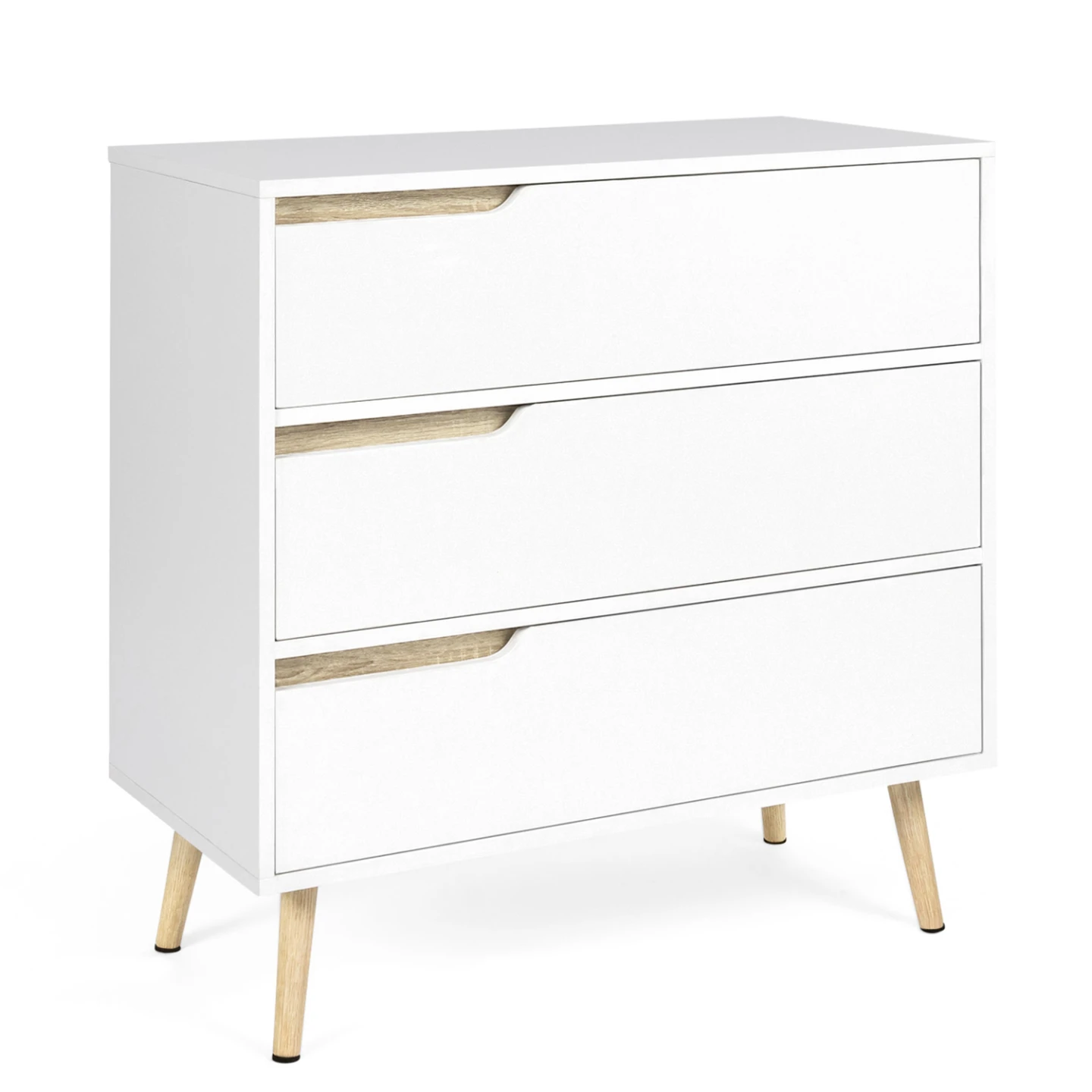 Commode 3 tiroirs HELSINKI 80 cm scandinave blanc