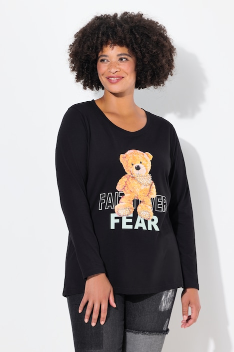 T-Shirt, Classic Fit, verzierter Teddy