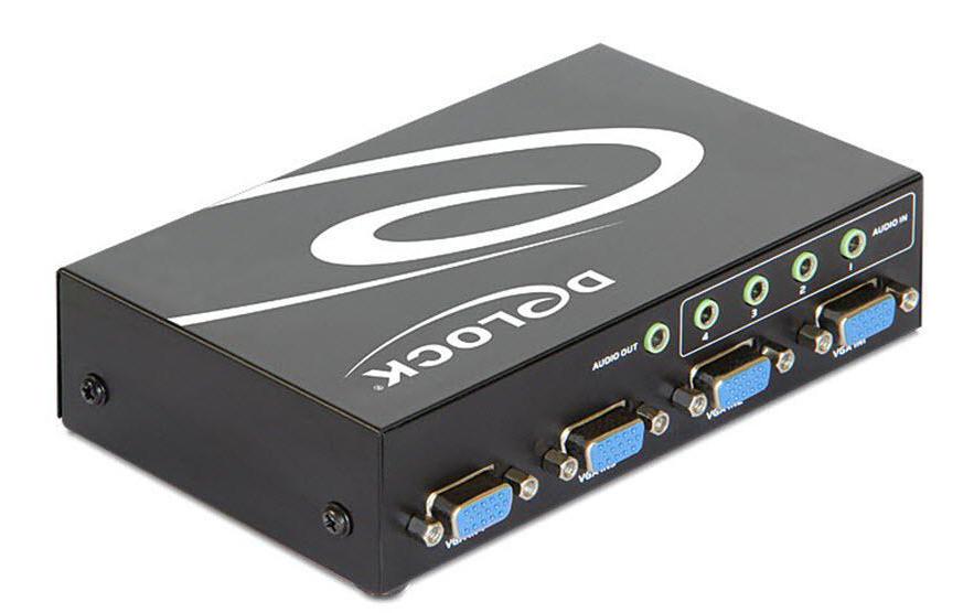 VGA-Switchbox 4 Port mit AudioSwitchbox, manuell, 4 PC an einem Monitor