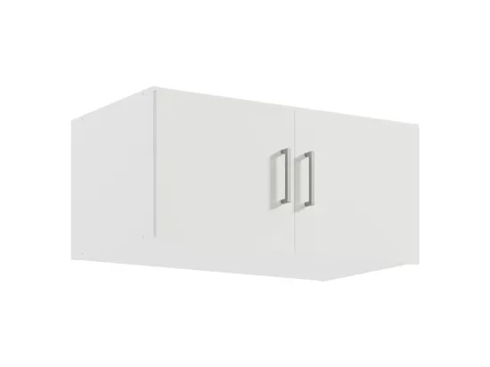 Armoire 2 portes - L92 cm - Blanc + Réhausse - BELOMY