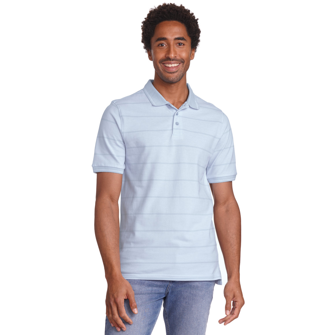 VanVaan Herren Poloshirt mit Streifen hellblau