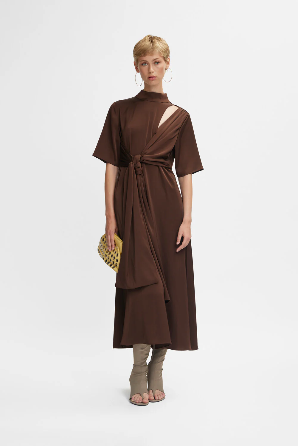 GESTUZ  HarperGZ knot lang kjole - Dark brown