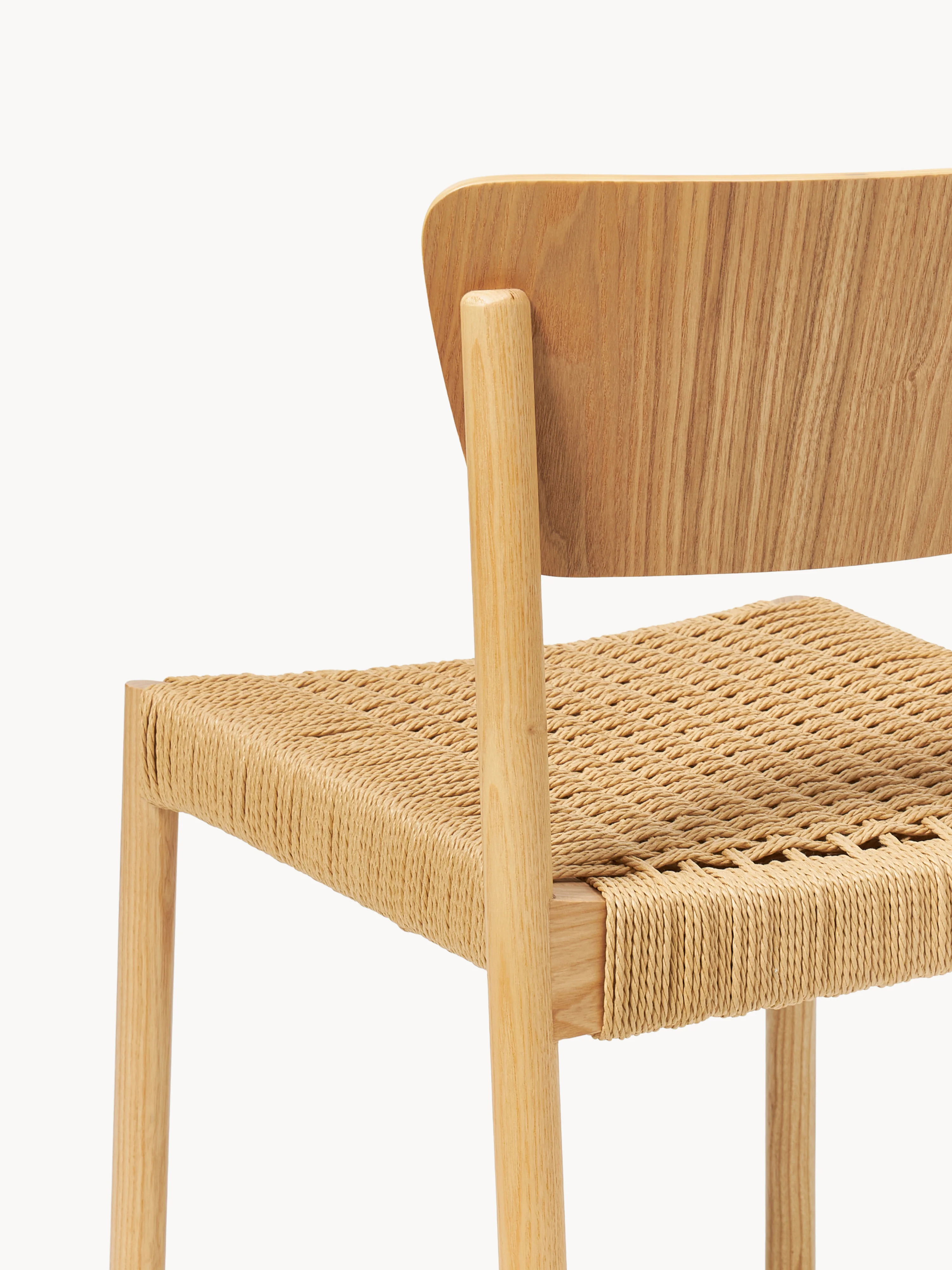 Houten stoelen Danny met rotan zitvlak, 2 stuks