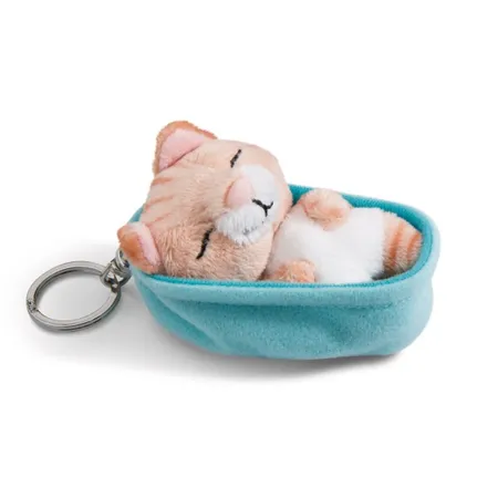 NICI Schlüsselanhänger Sleeping Pets Katze 8cm braun