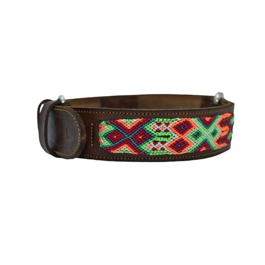 Coleira de couro artesanal LOYAL, tamanho G, para cães.