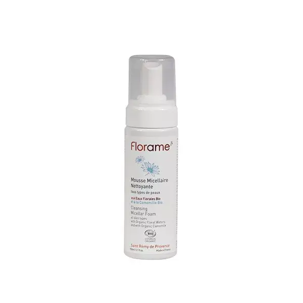 Espuma de limpeza facial micelar orgânica Florame 150ml