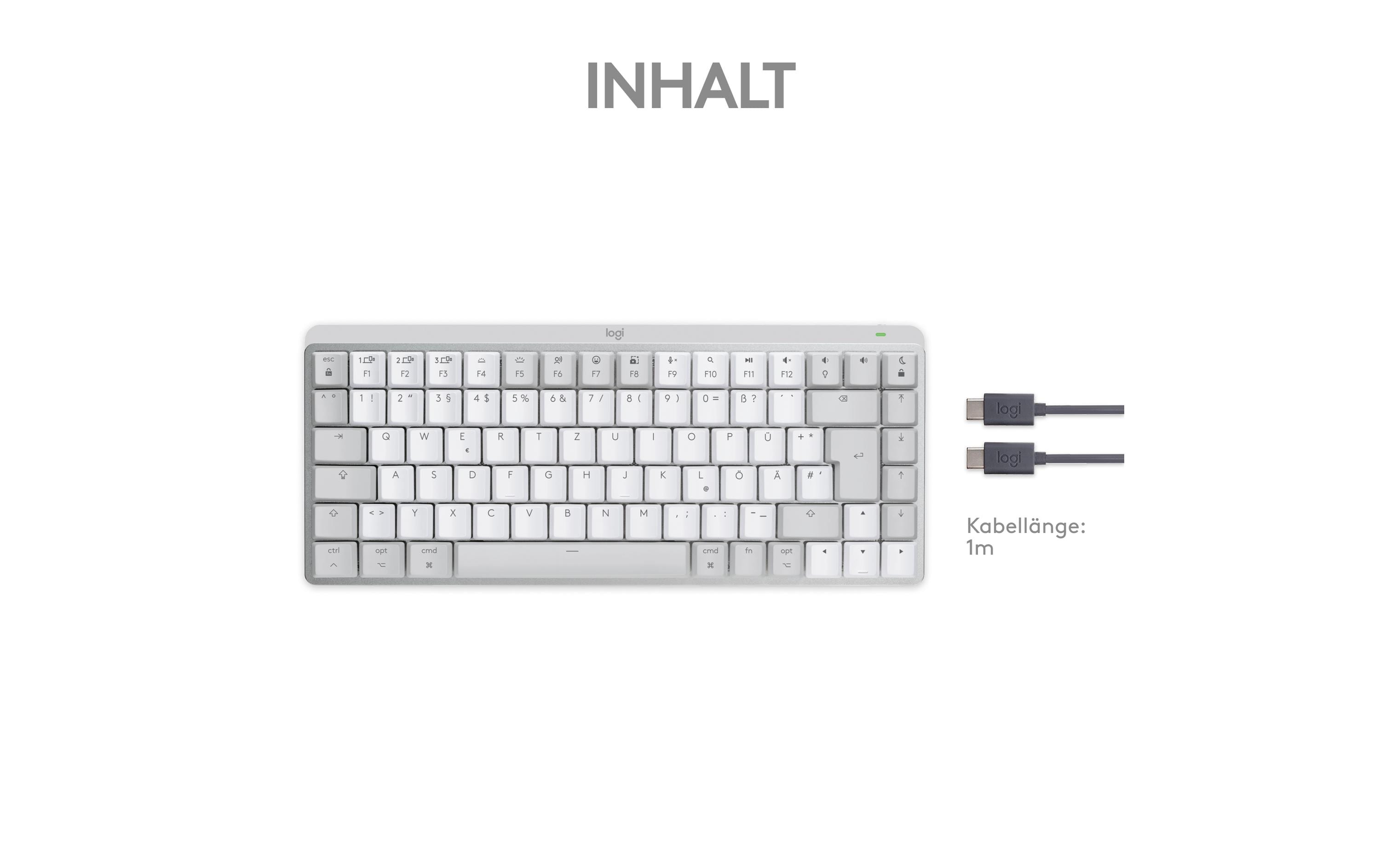 Tastatur MX Mechanical Mini for Mac pale grey<br>Für Mac optimierte kompakte, kabellose Business-Tastatur mit mechanischen Tasten