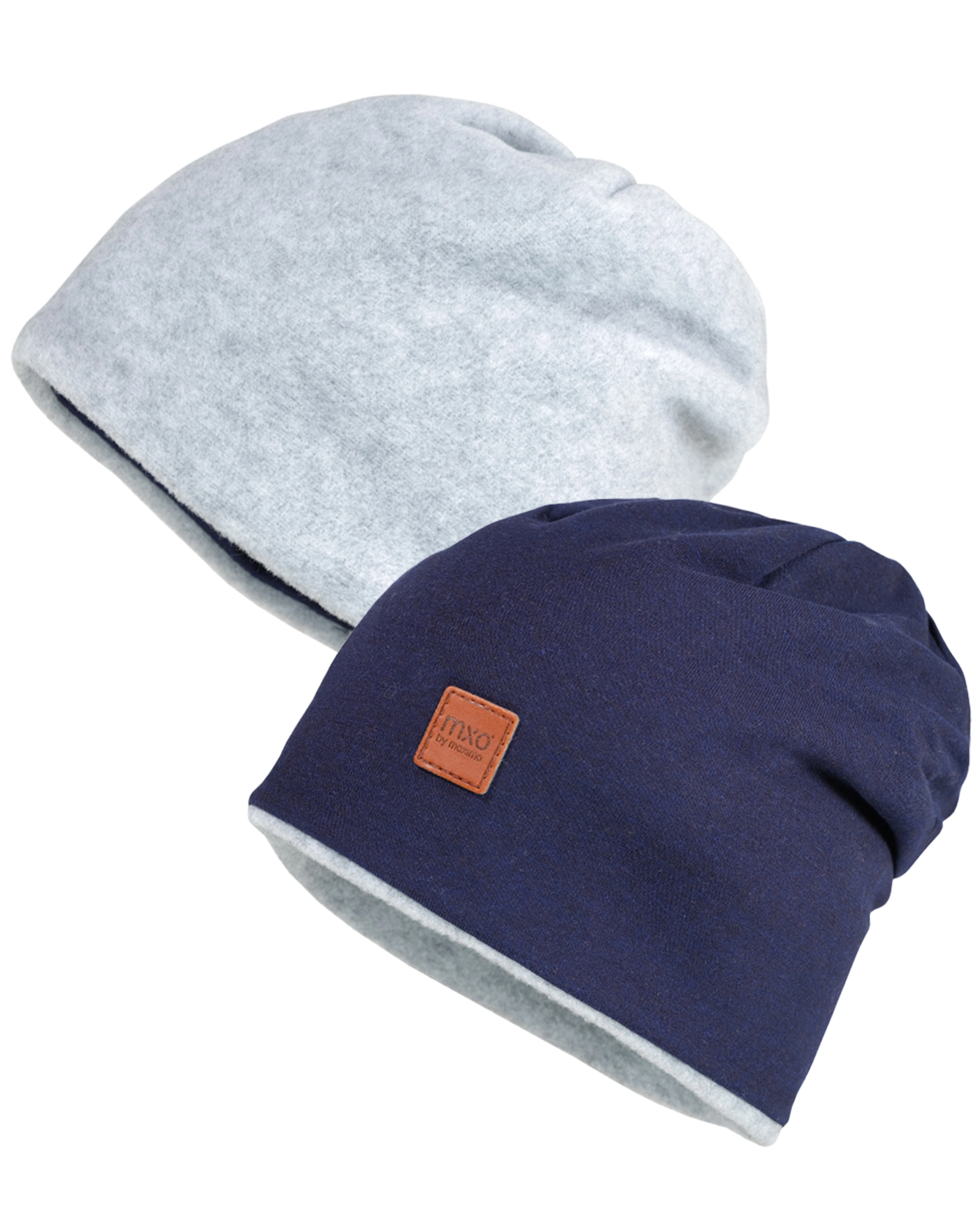 Wende-Beanie SHORTY in navy meliert/matall meliert