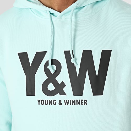 Sweat Capuche Logo Vert Menthe Noir