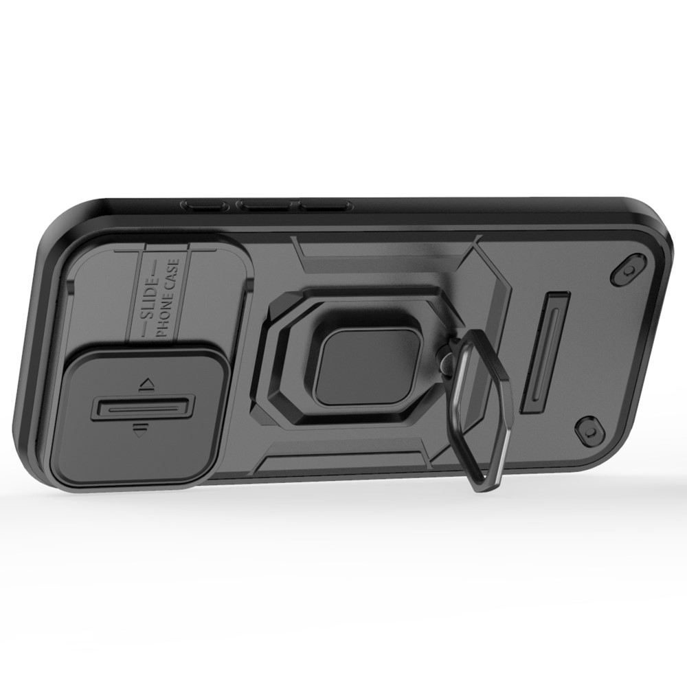 iPhone 16 Pro Hybrid Outdoor Hardcase Hülle mit Cam-Slider   Kickstand - Schwarz