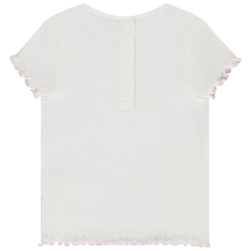 T-shirt manches courtes côtelé print floral pour bébé fille