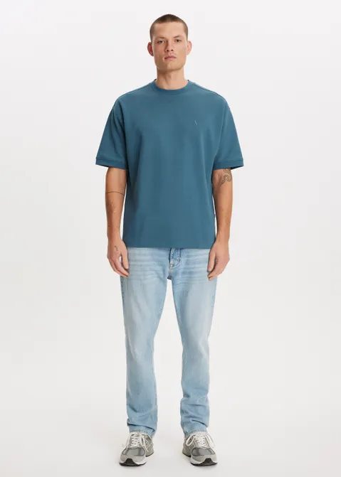Loose fit t-shirt blauw (PETROL)