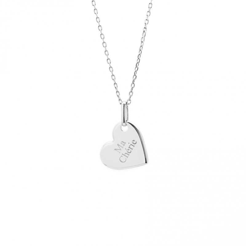 Collier petit coeur argent 925 enfant - gravure MA CHÉRIE