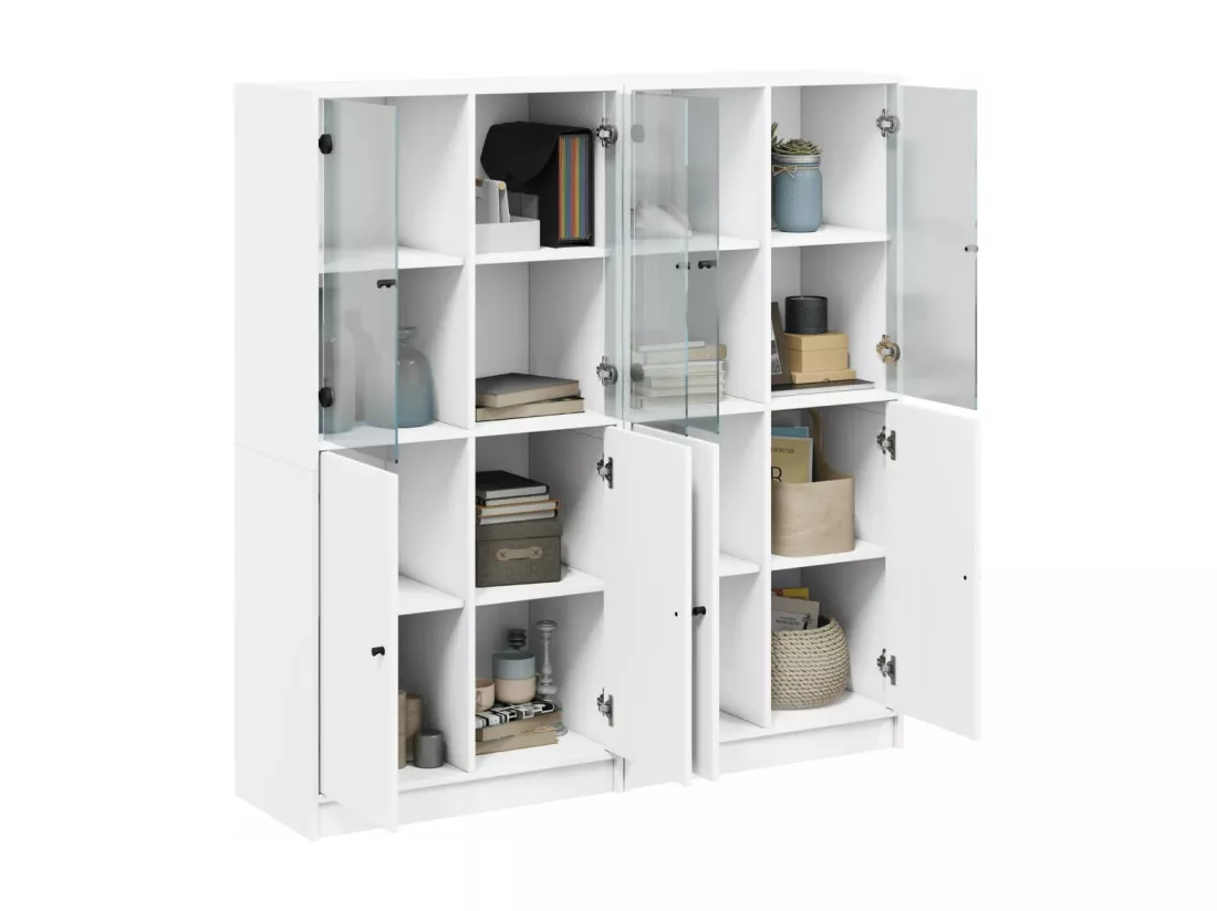Bibliothèque avec portes blanc 136x37x142 cm bois d'ingénierie