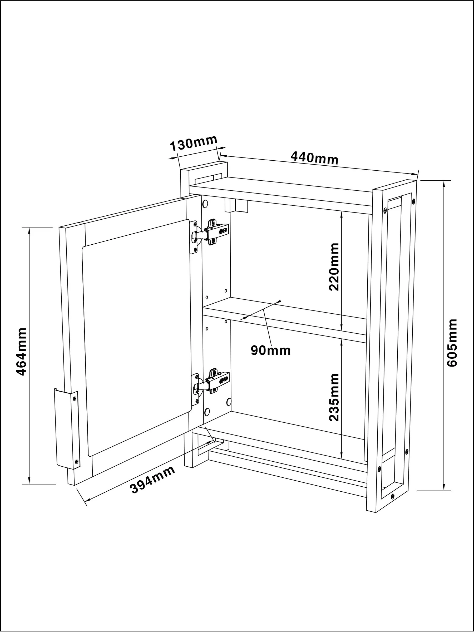Bronx hinged door Mirror Cabinet