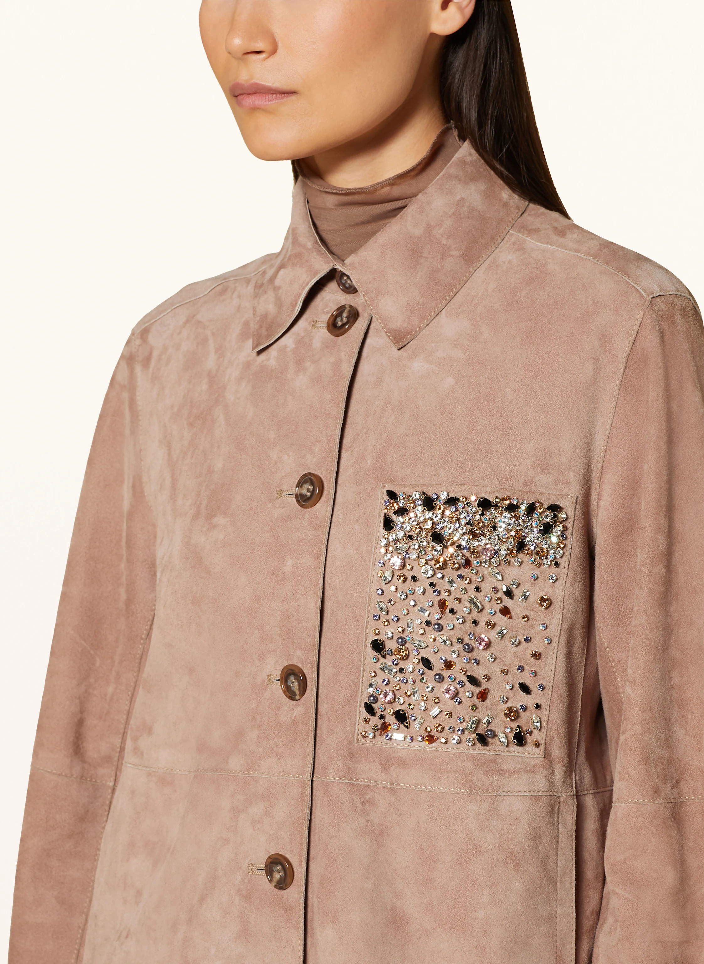 LUISA CERANO Lederjacke mit Schmucksteinen