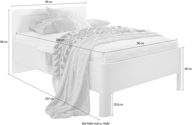 WIEMANN Holzbett »Bern, Bettgestell, Bettrahmen, für Schlafzimmer« 4-fache Liegehöhenverstellung, MADE IN GERMANY,  verschiedene Grössen und Farben, in Komforthöhe