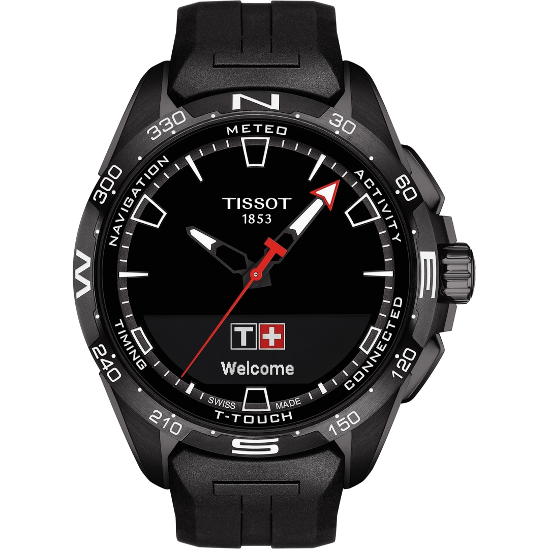 Tissot T-Touch Connect Solar Smartwatch Titan PVD Schwarz mit schwarzem Kautschukarmband