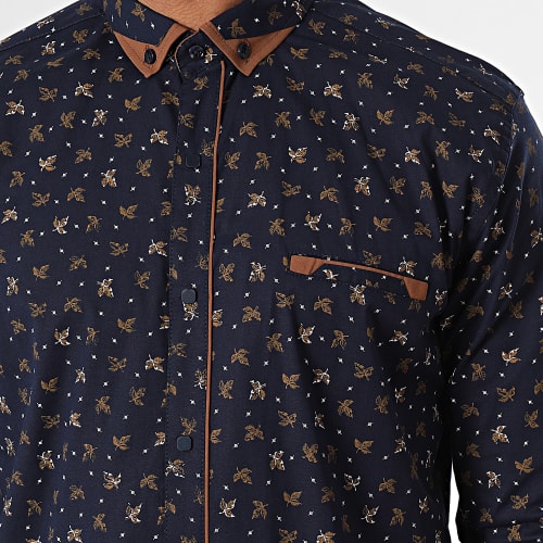 Chemise Manches Longues Bleu Marine