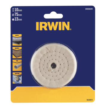 Irwin polijstschijf Ø75 mm van katoen.