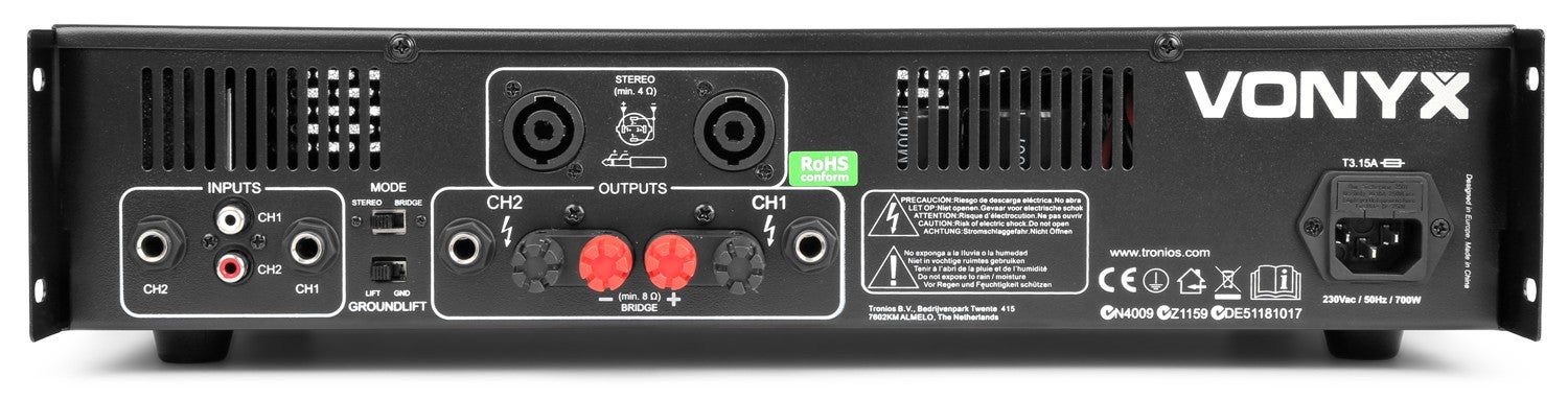 Vonyx VXA-2000 II versterker 2x 1000W @ 4 Ohm