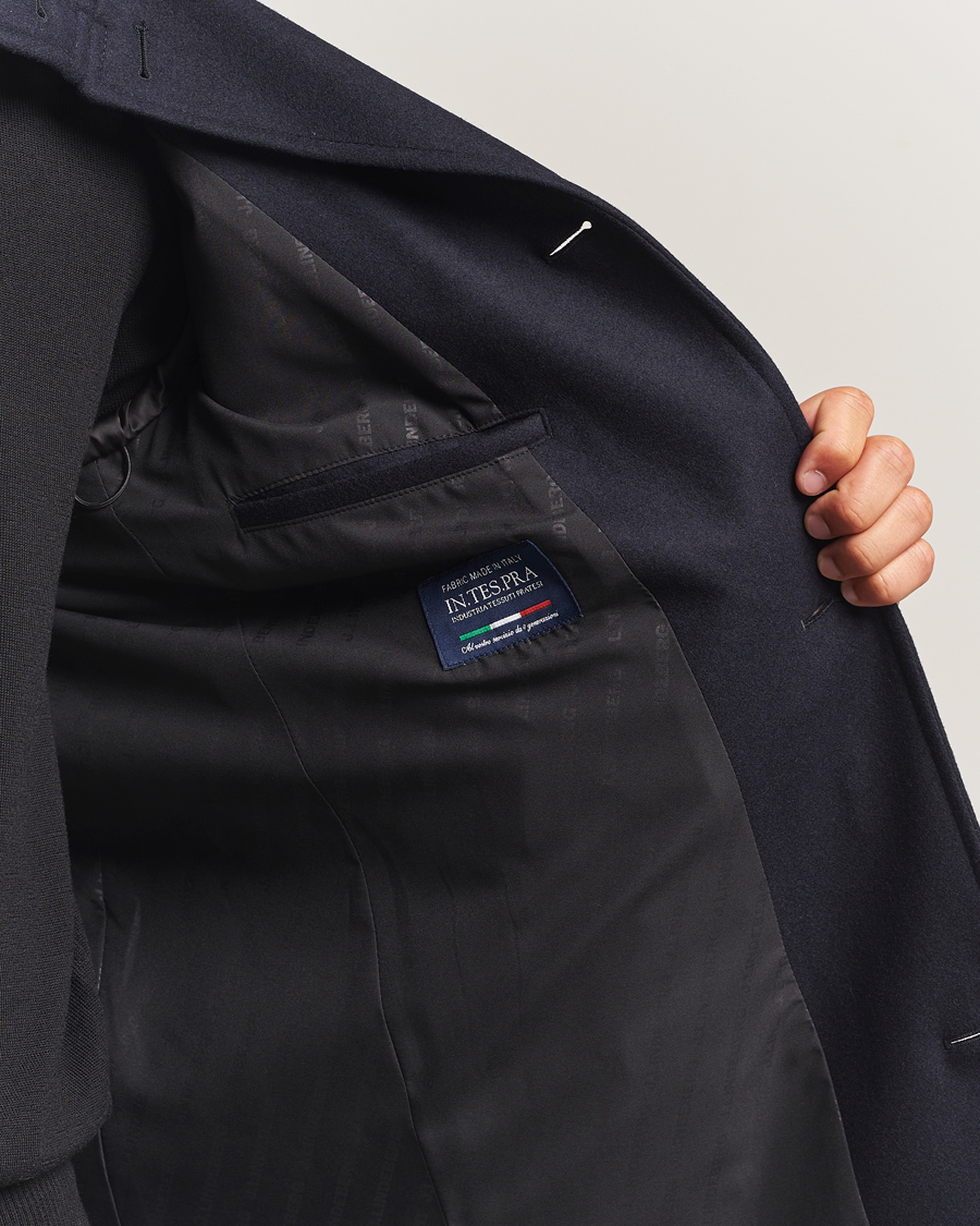 J.Lindeberg Jesse Stand Up Wool Melton Coat Navy