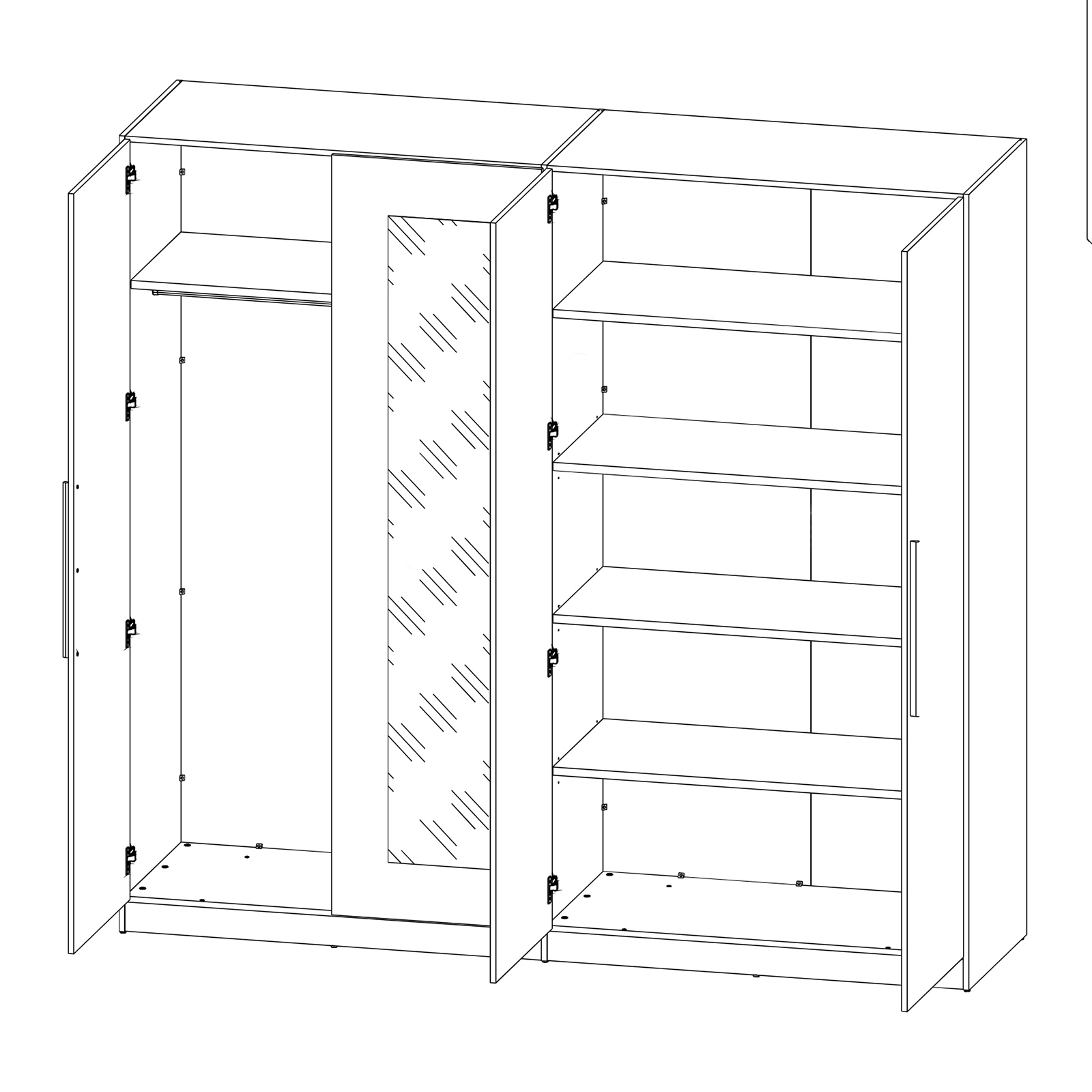 Drehtürenschrank - Sonoma Eiche - weiß - 4 Türen