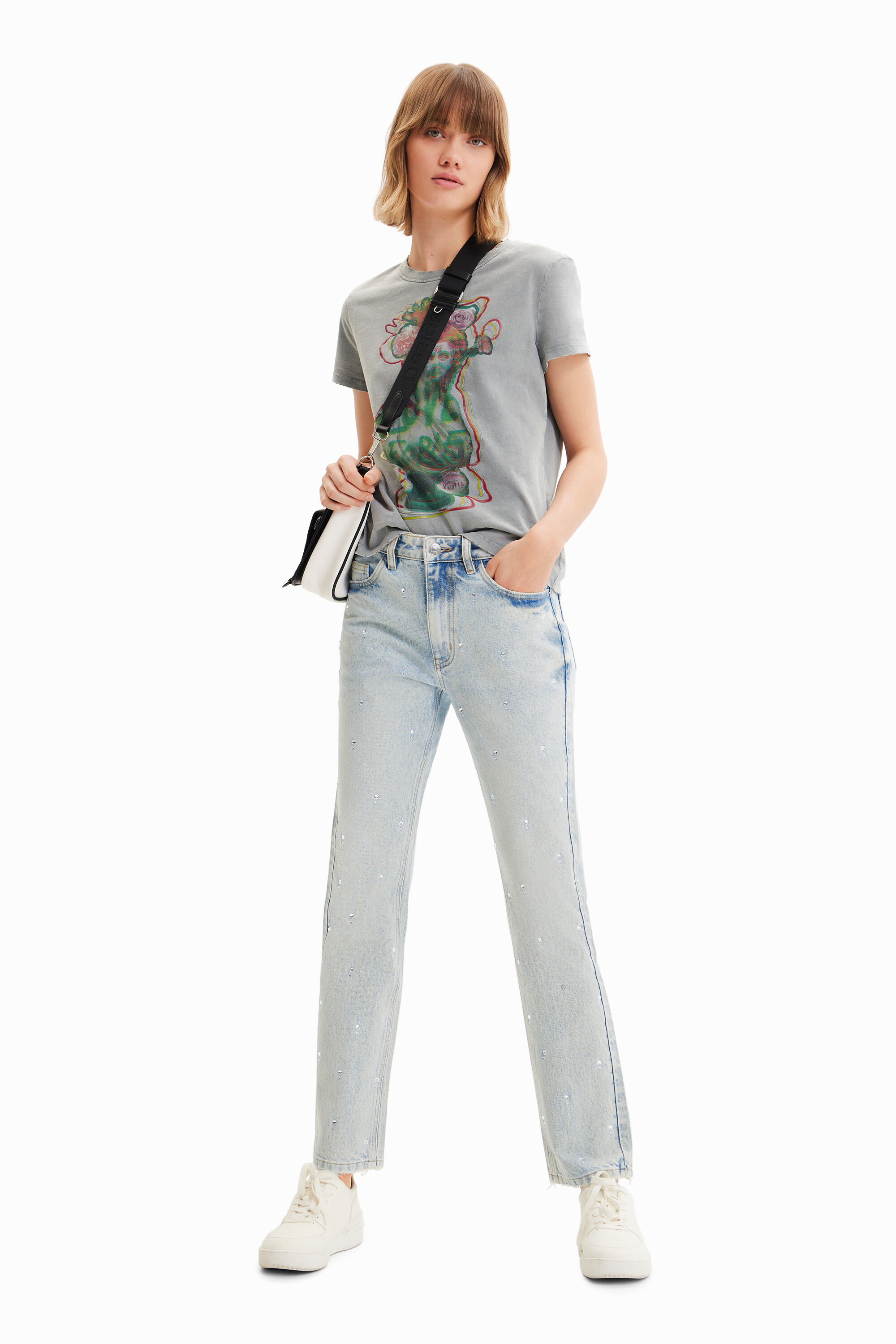 Jean droit strass