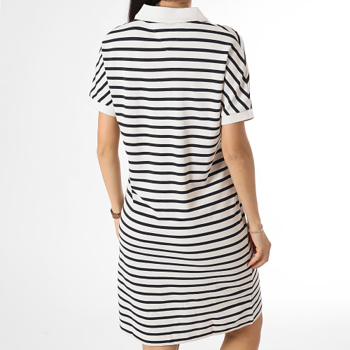 Robe Polo Manches Courtes Femme Relaxed Lyocell 8639 Beige Clair Bleu Marine