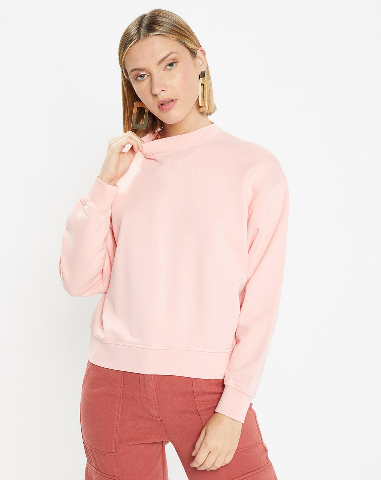 Galeries Lafayette Sweat court en Coton bio molletonné Billie rose