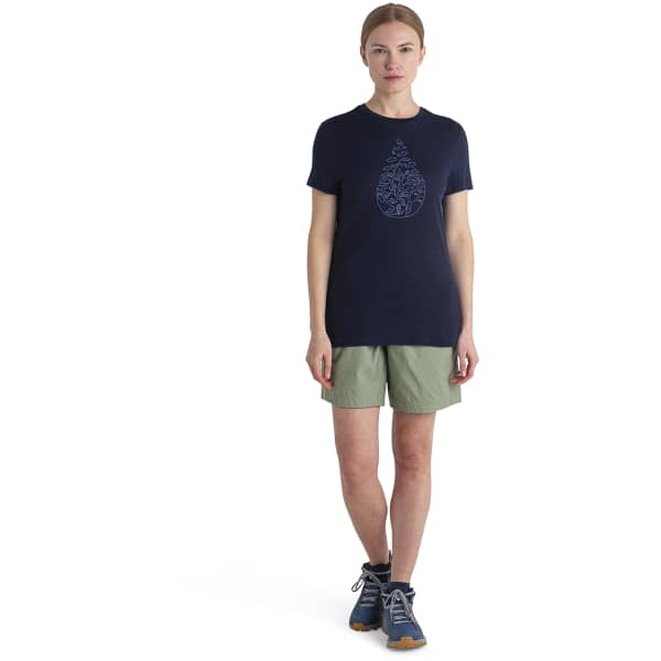 T-shirt randonnée ICEBREAKER W MERINO 150 TECH LITE III SS TEE HIKE PATH MIDNIGHT NAVY