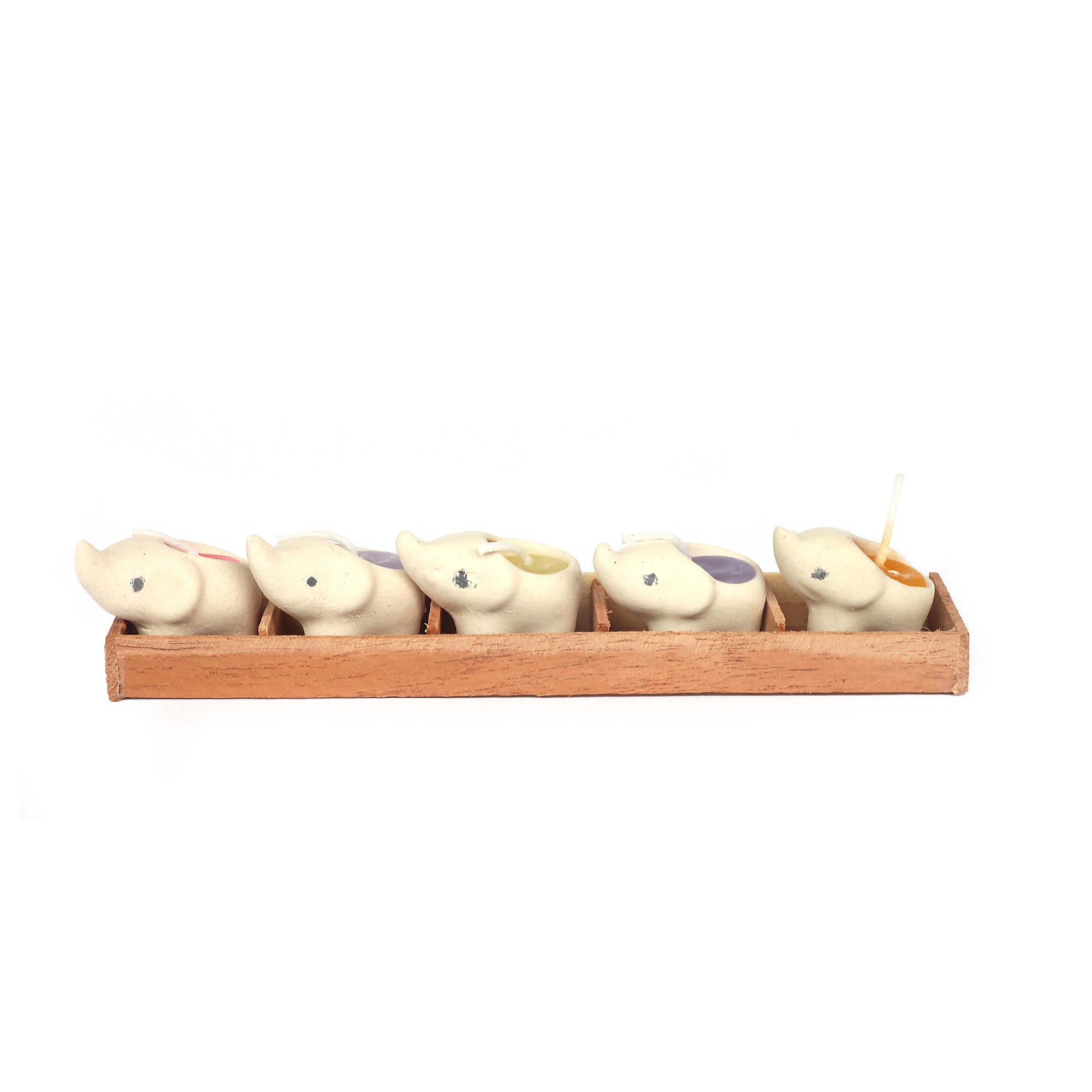 Mini-Teelichter 'Elefant', multicolor, 5 Stück von fischer's lagerhaus