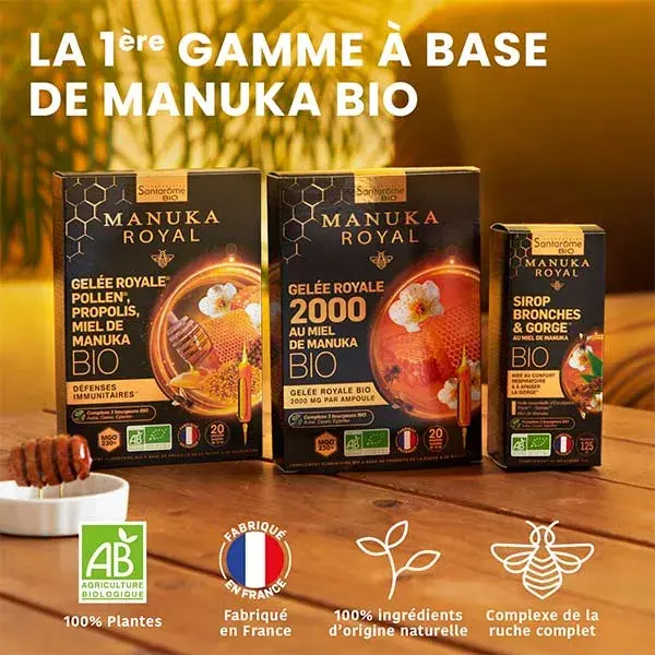 Santarome Orgânico - Geleia Real 2000 Mel de Manuka Orgânico - 20 ampolas