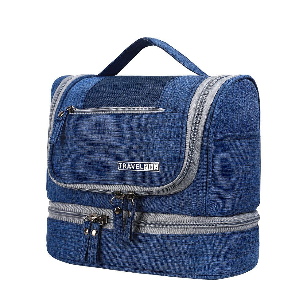 (25x13x21cm) Reise Kosmetik Make Up Tasche Necessaire Organizer Bag mit Reissverschluss - Blau