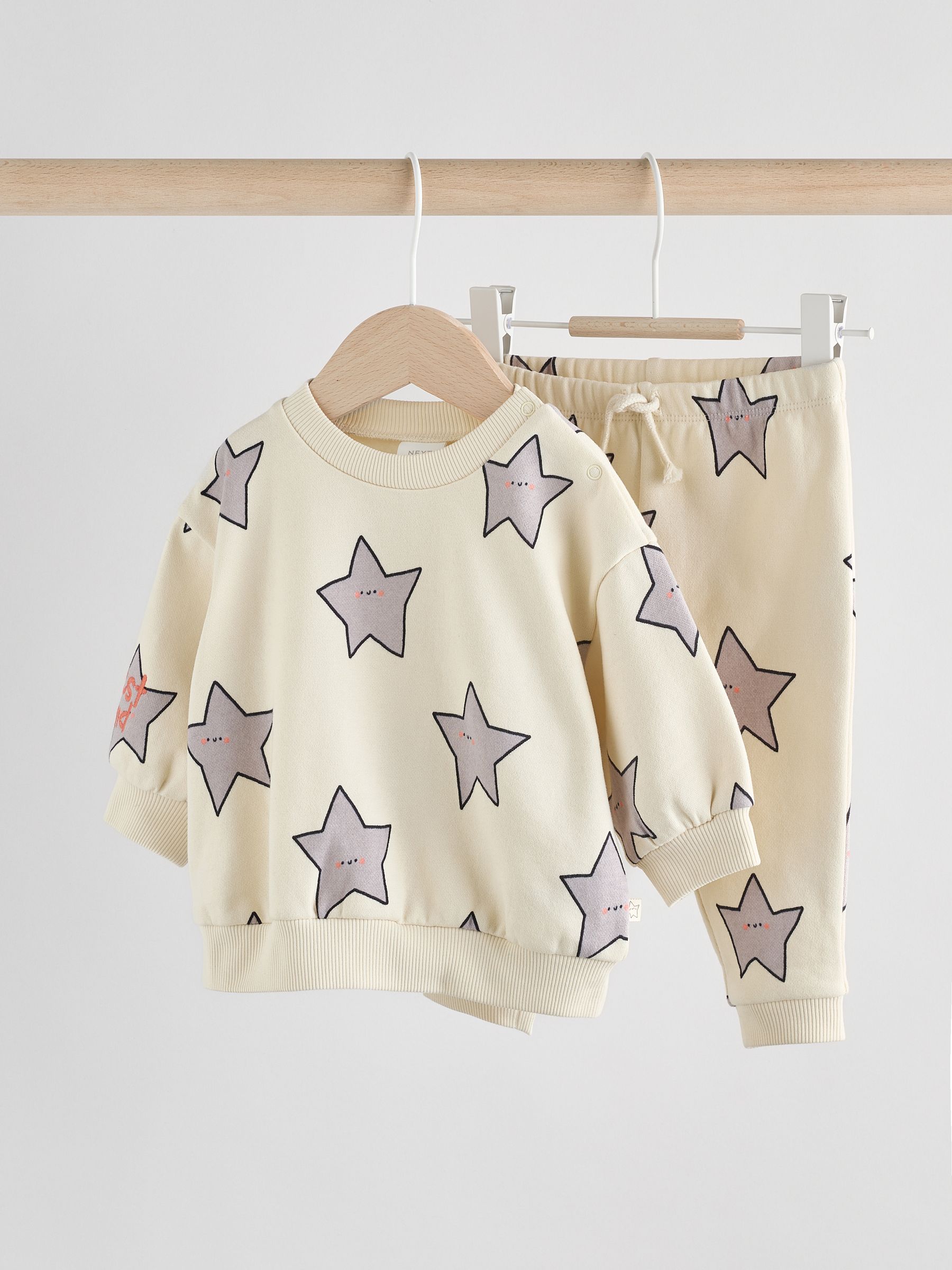Grijs met sterren - Baby sweatshirt en joggingbroek set (0mnd-2jr)