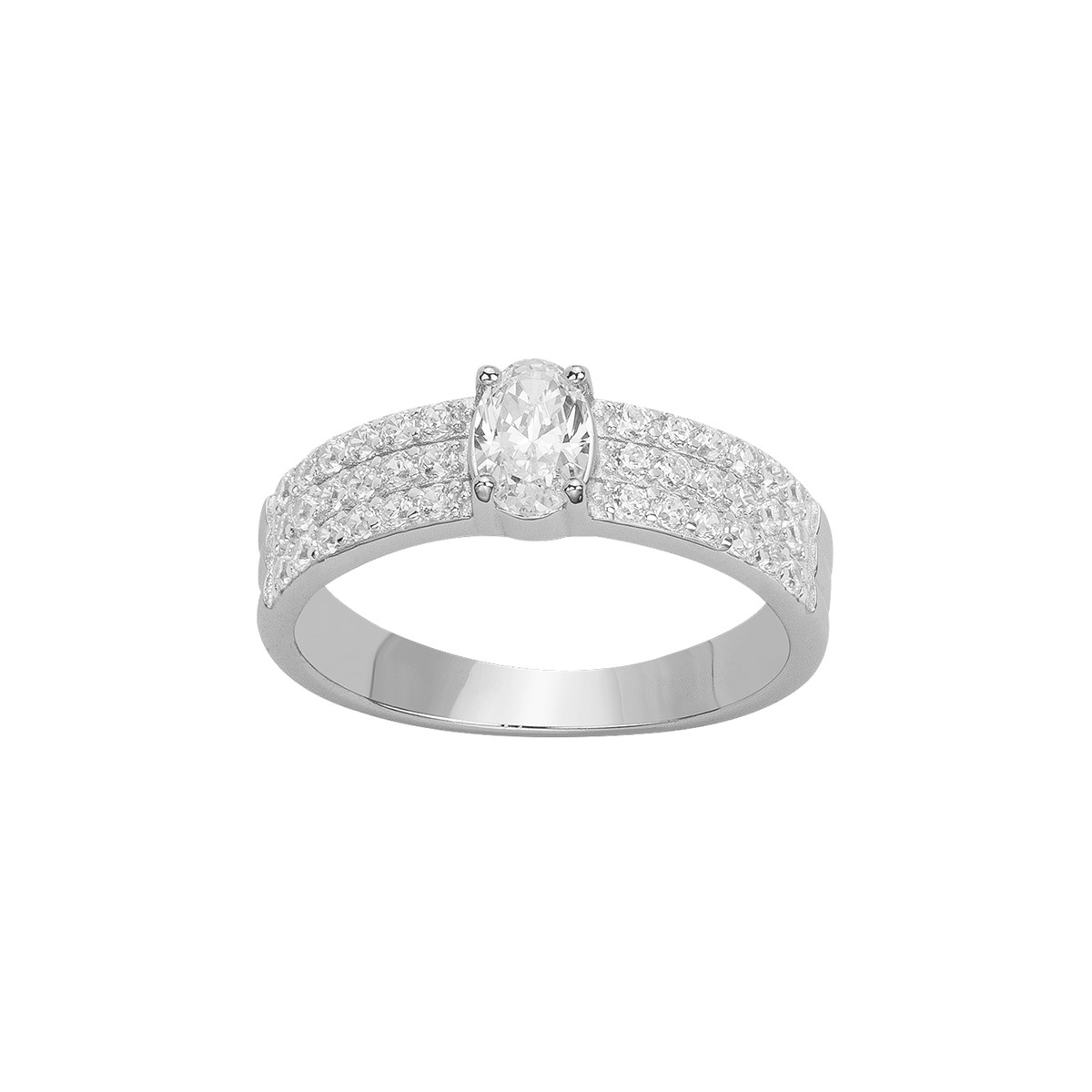 Bague de fiançailles en Argent avec oxyde de zirconium blanc