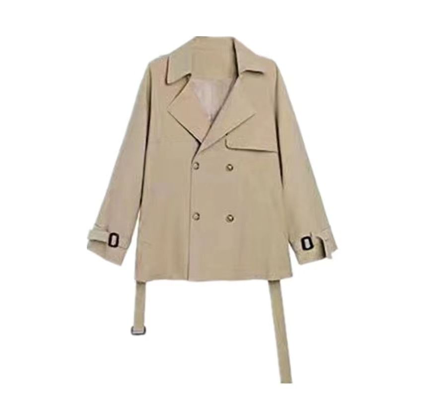 Everose - Effen trenchcoat met dubbele rij knopen
