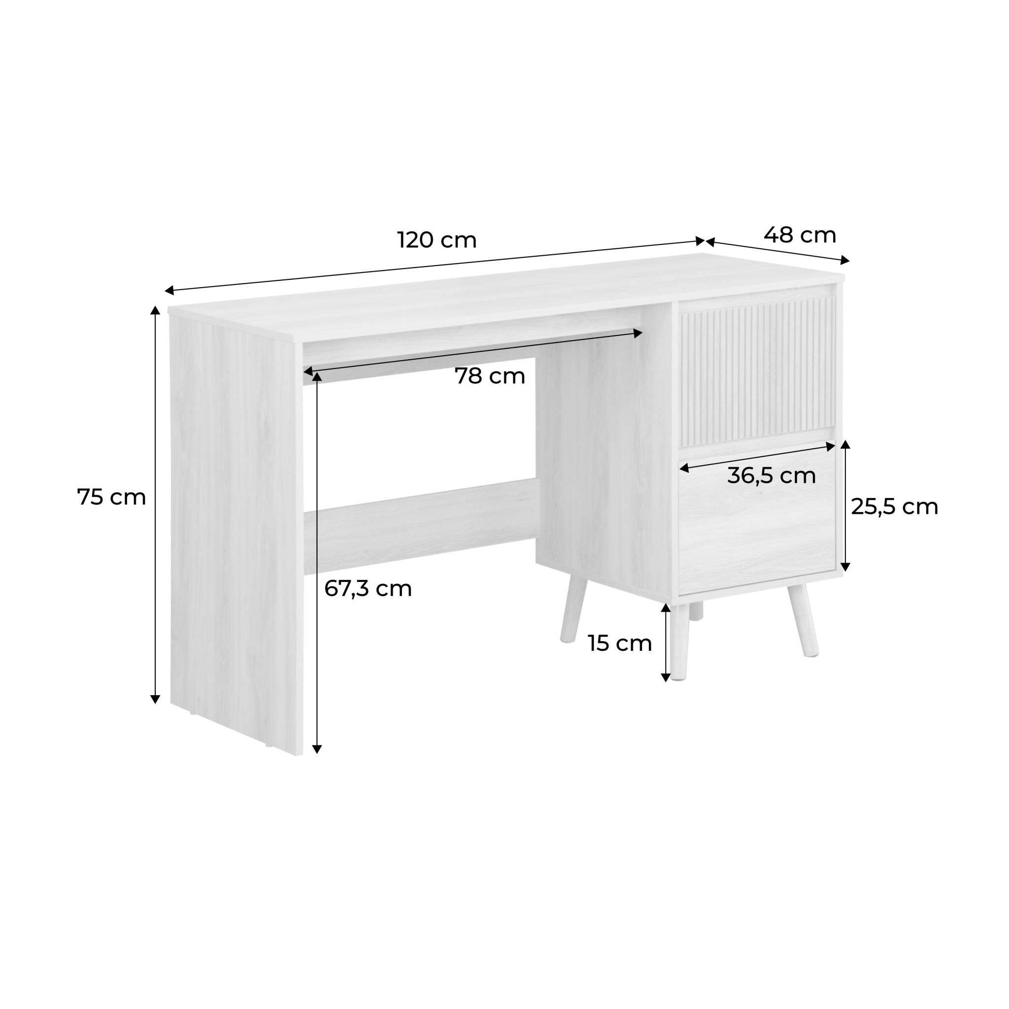 sweeek - Bureau met 2 lades in Scandinavische stijl