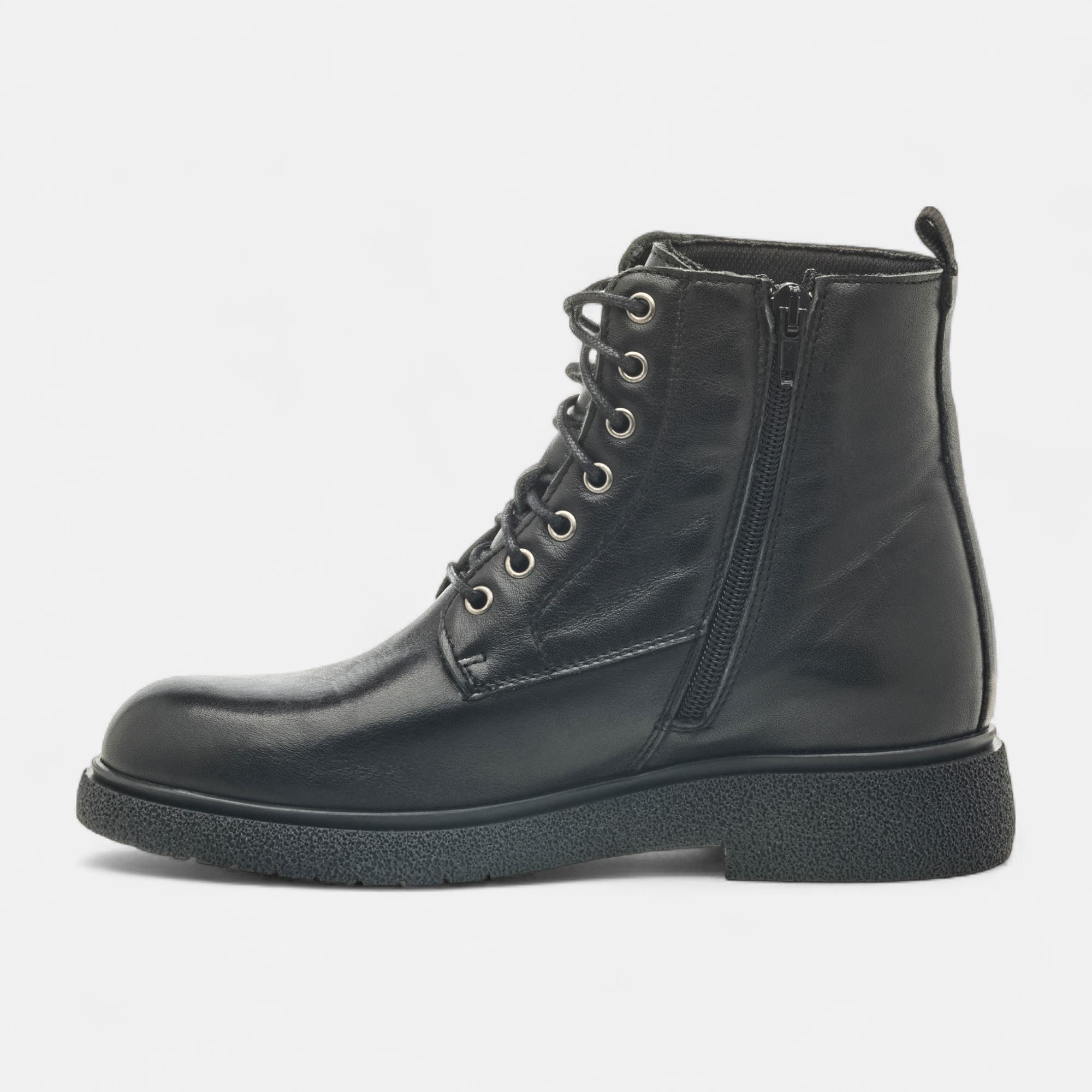 Bottines à lacets Femme en cuir noir