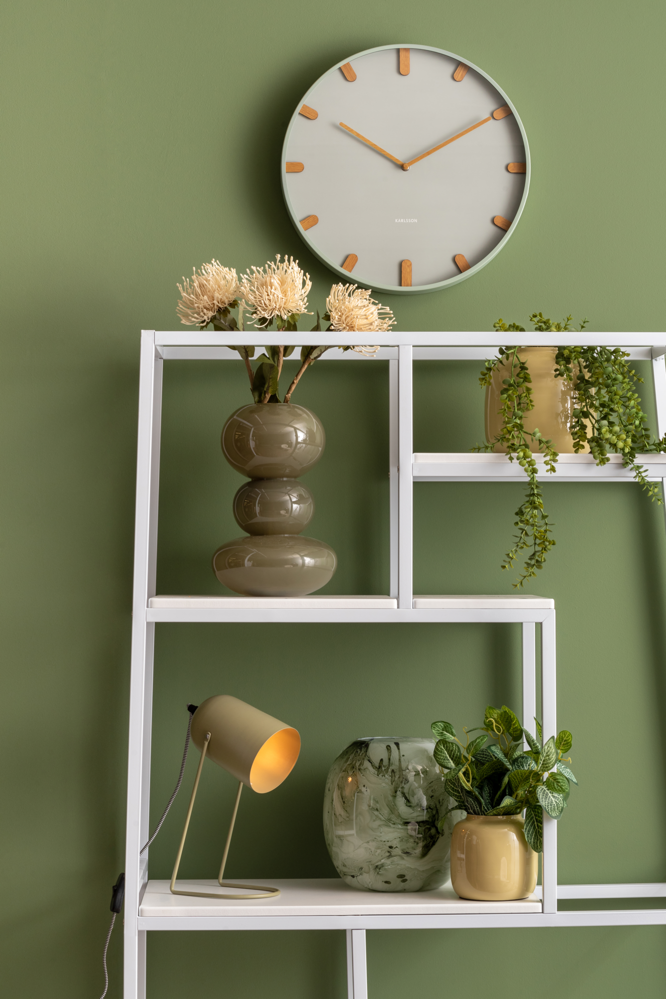 Wall clock Grace metal grayed jade