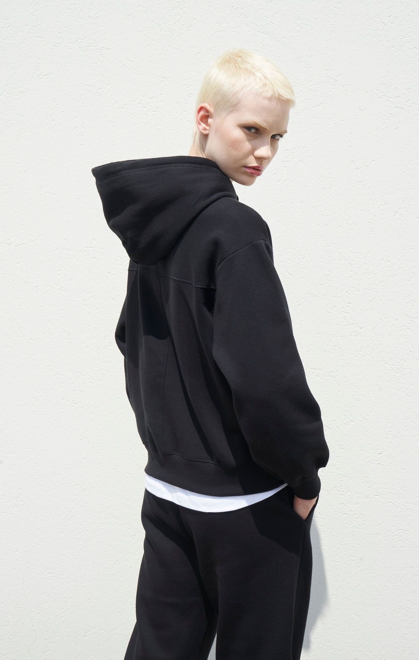 Rochester Hooded Sweatshirt Small Logo Dame KK001/Black Beauty